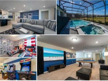 Wonderful new 8br w pool arcades movie theater